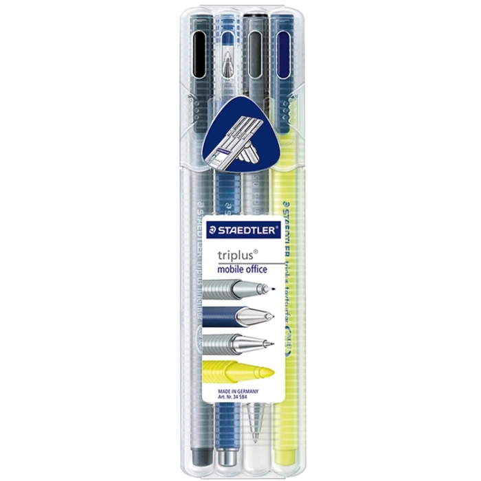 STAEDTLER 34 SB4 TÜKENMEZ + VERSATİL + FINELINER 4LÜ KALEM SETİ