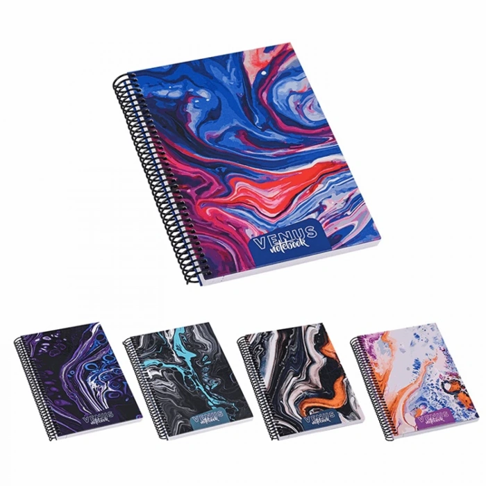 MİKRO VENÜS SPİRALLİ DESENLİ SERT KAPAK 17X24 120YP. ÇİZGİLİ DEFTER