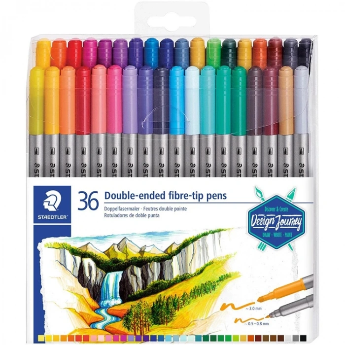 STAEDTLER 3200 TB36 3.0/0.5-0.8mm  ÇİFT TARAFLI KEÇELİ KALEM 36LI