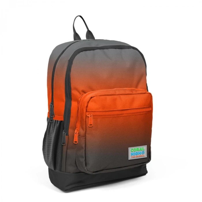 CORAL HIGH 23748 DÖRT BÖLMELİ TURUNCU GRİ RENK GEÇİŞLİ OKUL SIRT ÇANTASI