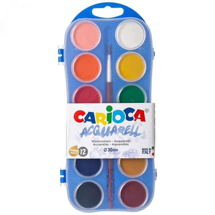 CARIOCA PLASTİK KUTULU SULU BOYA 30mm 12L 42400