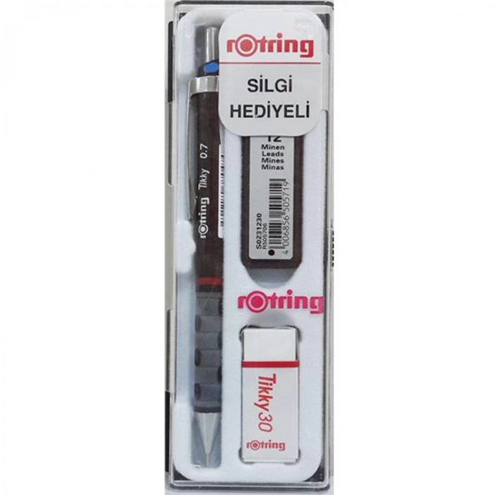 ROTRING TİKKY VERSATİL RD 0.7+MİN+SİLGİ HEDİYELİ BORDO SET