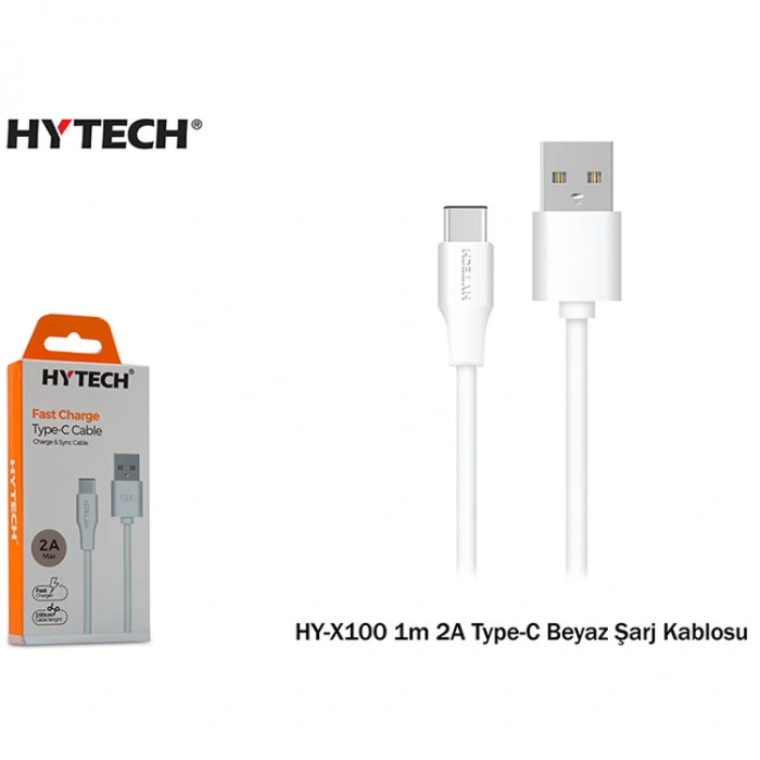 HYTECH HY-X100 1m 2A TYPE-C BEYAZ ŞARJ KABLOSU