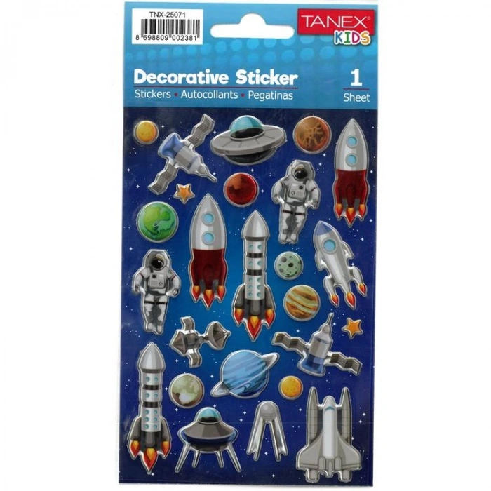 TANEX KIDS TNX-25071 DEKOTARİF ETİKETLER - UZAY SERİSİ- 1 ADET