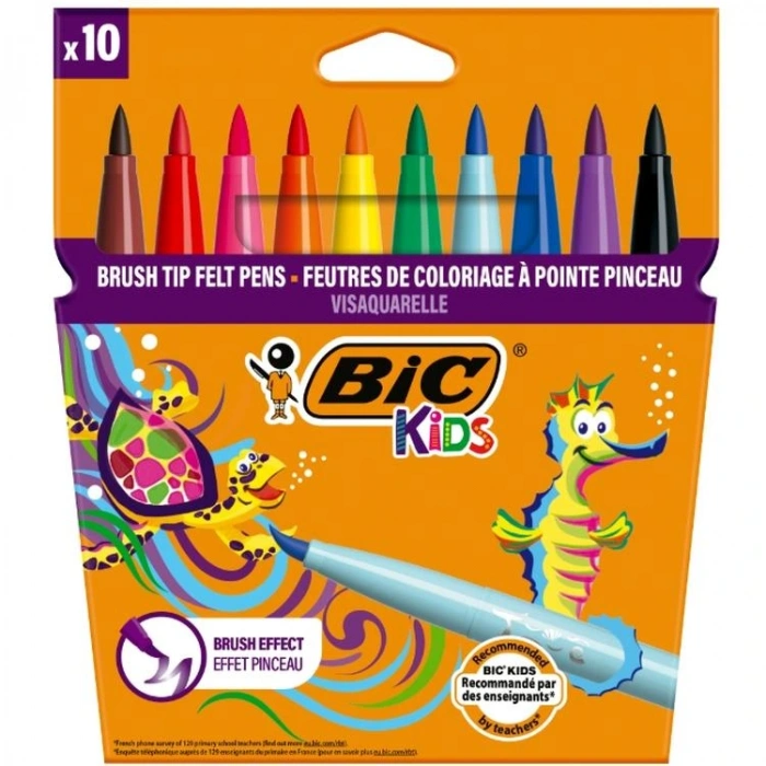 BİC VİSA FIRÇA UÇLU KEÇELİ KALEM 10LU - 8289641