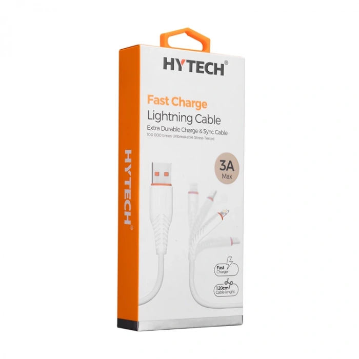 HYTECH HY-X335 1.2M 3A LİGHTNİNG BEYAZ DATA + ŞARJ KABLOSU