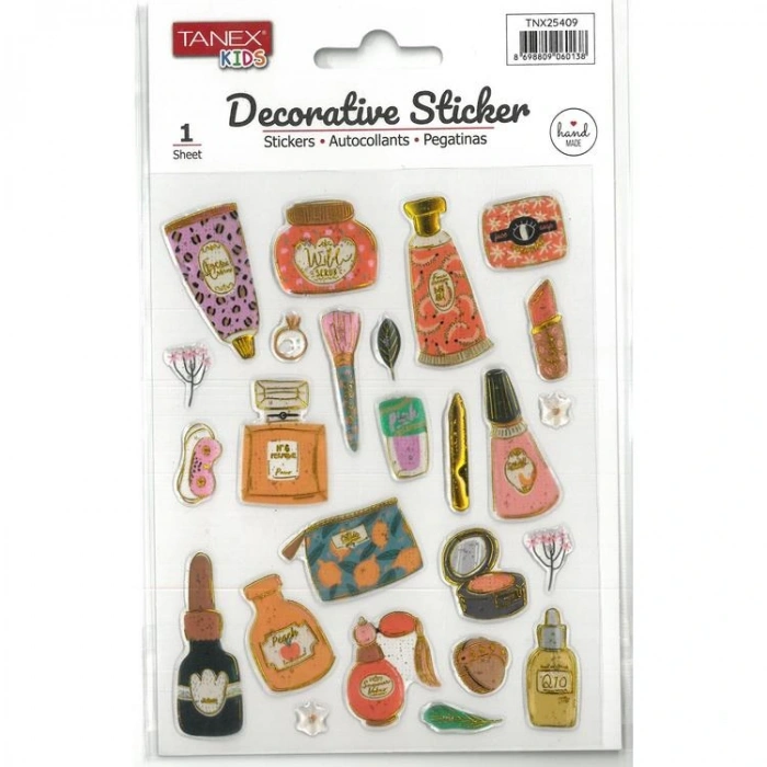 TANEX KIDS TNX-25409 DEKORATİF ETİKETLER - PUFFY MAKYAJ SERİSİ STICKER - TEKLİ