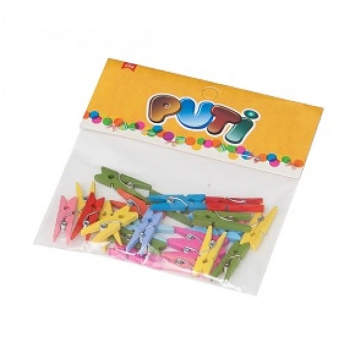 PUTİ AHŞAP RENKLİ MANDAL DAR 24LÜ