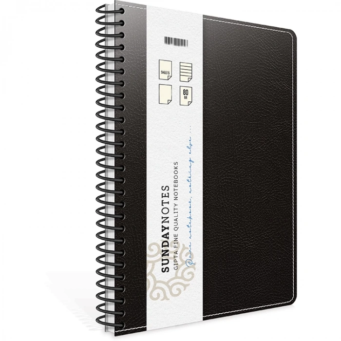 GIPTA SUNDAY NOTES SPİRALLİ DERİ KAPAKLI DEFTER A4 140YP. KARELİ