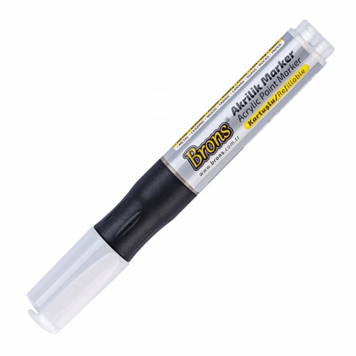 BRONS BR-4014 AKRİLİK MARKER KALEM YUVARLAK UÇ BEYAZ
