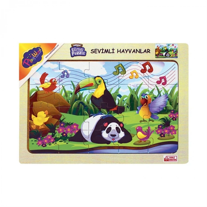 ONYIL 183/184/185/186 AHŞAP EĞİTİCİ PUZZLE/YAPBOZ SEVİMLİ HAYVALAR 20 PARÇA
