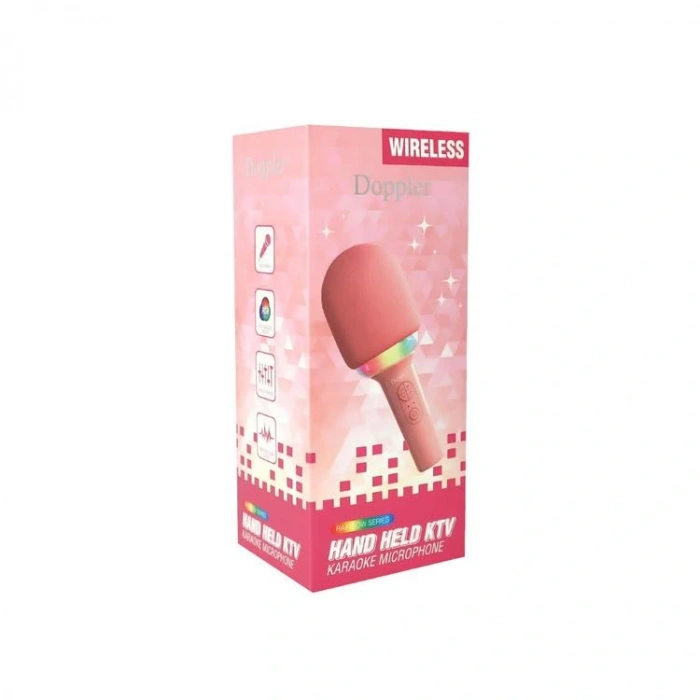 DOPPLER RAINBOW SES DEĞİŞTİRME ÖZELLİKLİ KARAOKE MİKROFON PEMBE
