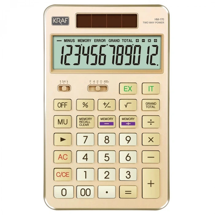 KRAF 12 HANE MASAÜSTÜ HESAP MAKİNESİ HM-170 GD ALTIN