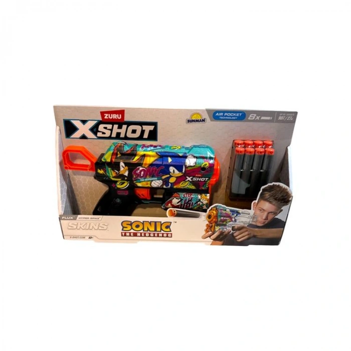 SUNMAN ZURU 36648D X-SHOT SONIC THE HEDGEHOG SÜNGER ATAN SİLAH 8 MERMİ