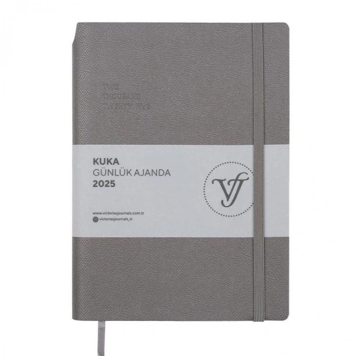 VICTORIAS JOURNALS 124-1467 14X20,5  KUKA GÜNLÜK AJANDA A5 - GRİ