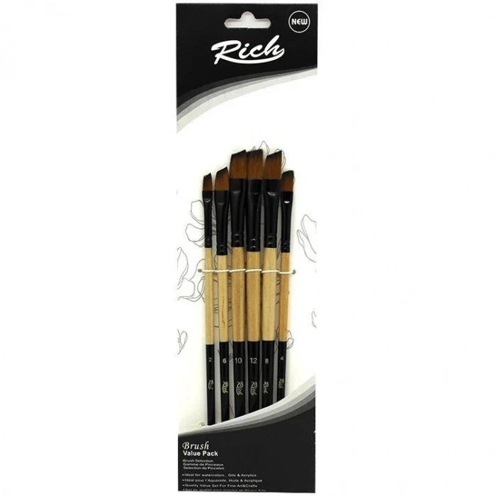 RİCH SET4-69-11219 YENİ SERİ 04 YAN KESİK  6 LI FIRÇA SETİ