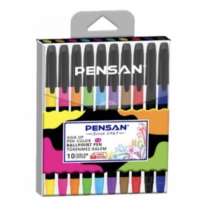 PENSAN SIGN UP TÜKENMEZ KALEM 1mm. RENKLİ 10lu  PE2410/S10