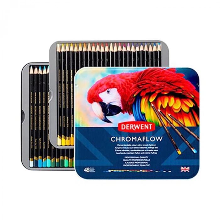 DERWENT CHROMAFLOW KURUBOYA KALEM SETİ 48 RENK TENEKE KUTU