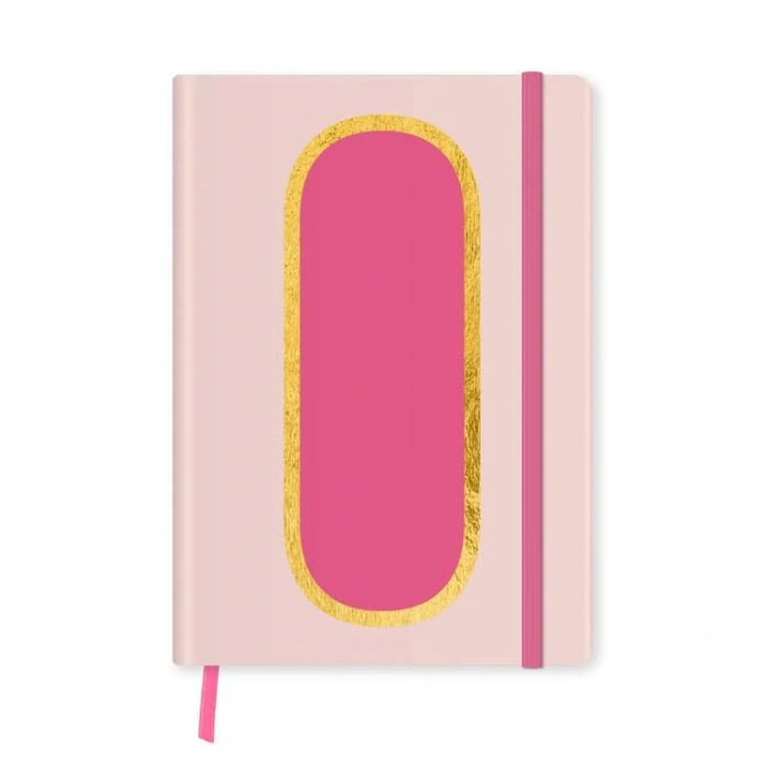 DEFFTER FABOOKS MONOGRAM HARF BASKILI LASTİKLİ SERT KAPAK ÇİZGİLİ DEFTER 168 SYF - O