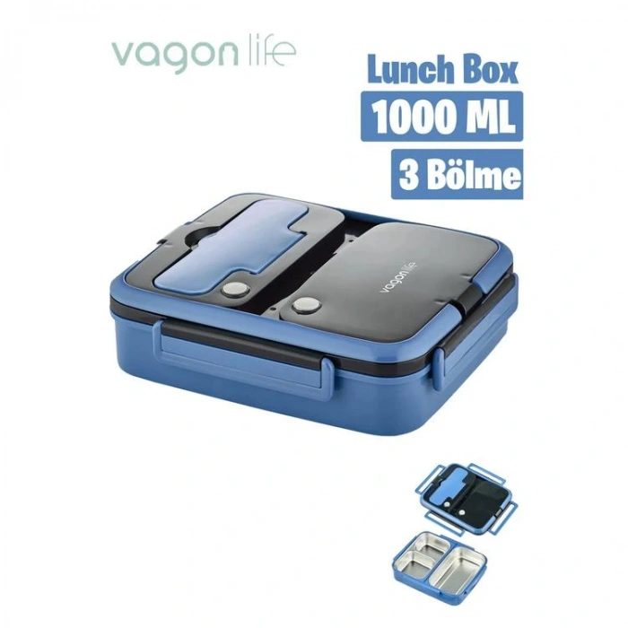 VAGONLİFE ÇELİK YEMEK KABI 3  HAZNELİ LUNCH BOX BL10164 1000 ML