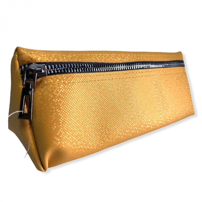 BEAR&DEAR ÜÇGEN SUNİ DERİ DÜZ RENK KALEM ÇANTASI -HARDAL