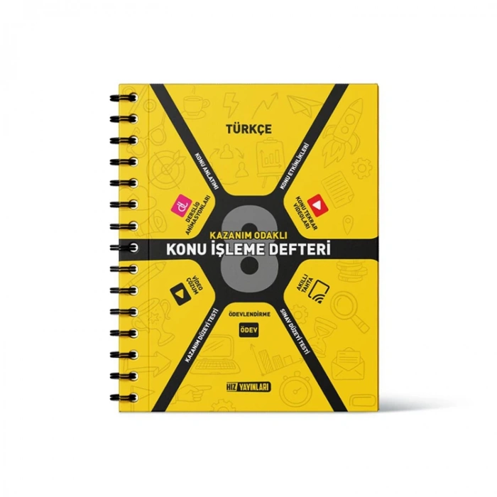 HIZ 8. SINIF TÜRKÇE KAZANIM ODAKLI KONU İŞLEME DEFTERİ