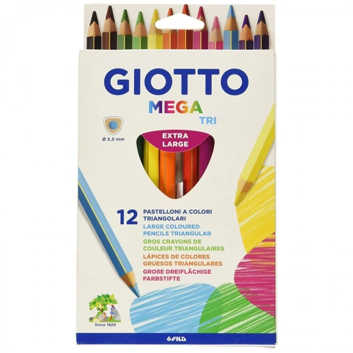 GİOTTO MEGA TRİ ASKILI 12Lİ KURU BOYA