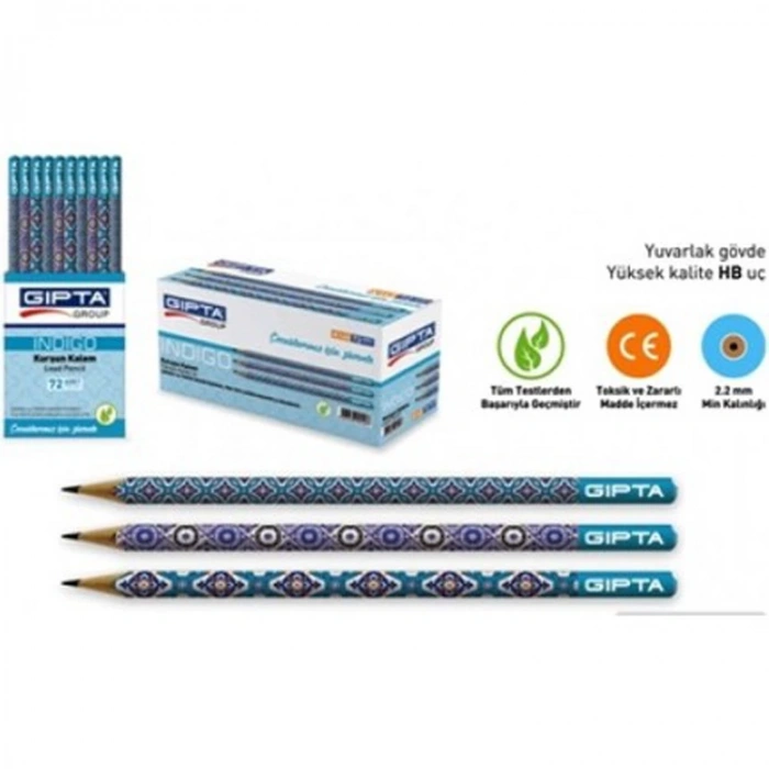 GIPTA K145 INDIGO DESENLİ YUVARLAK HB KURŞUN KALEM