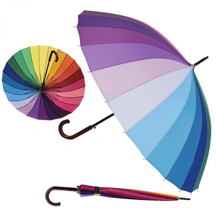 RUBENİS RB-056L 24 TELLİ - GÖKKUŞAĞI BASTON OTOMATİK ŞEMSİYE