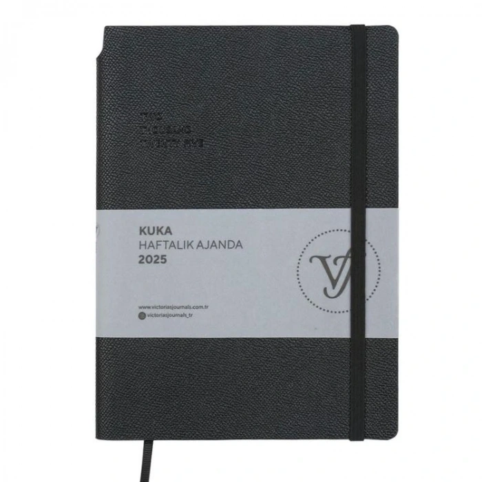 VICTORIAS JOURNALS 124-1429 14X20,5 KUKA HAFTALIK AJANDA A5 - SİYAH