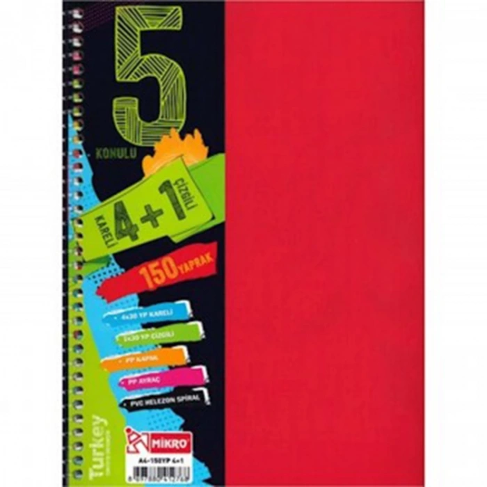 MİKRO A4-150 YP. EKONOMİK 4+1 AYRAÇLI OKUL DEFTERİ