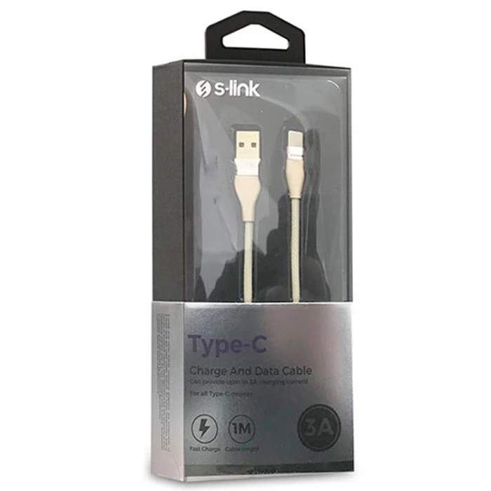S-LİNK SWAPP SW-C740 1M 3A TYPE-C GOLD ŞARJ KABLOSU