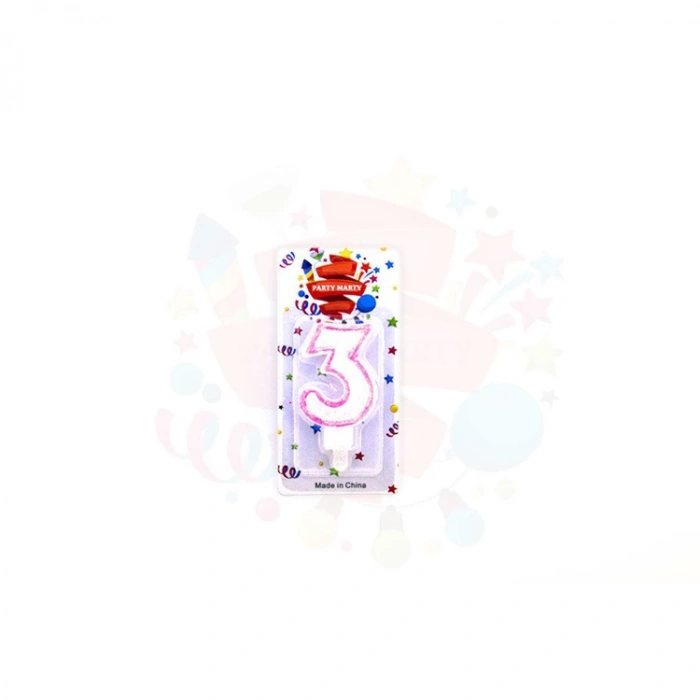 NEDİ  SİMLİ MUM RAKAM PEMBE 3 NEDİ-15623-P3