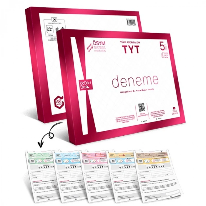 ÜÇDÖRTBEŞ TYT TÜM DERSLER 5Lİ PAKET DENEME