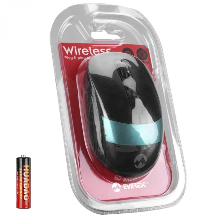 EVEREST SM-18 USB SİYAH/MAVİ 2.4GHZ OPTİK KABLOSUZ MOUSE