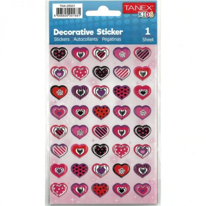 TANEX KIDS TNX-25001 DEKORATİF ETİKETLER -  KALP SERİSİ STICKER