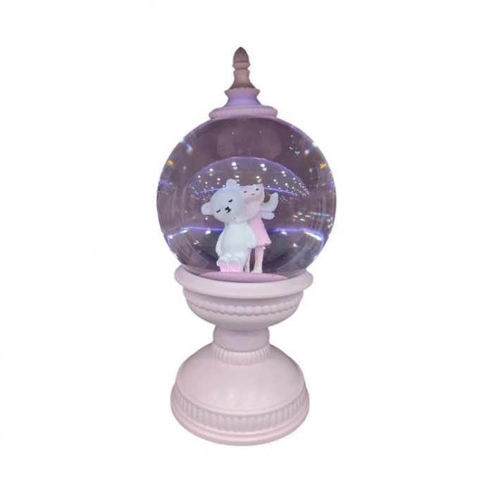 CEREN LLM-HDY0250 KIZ VE SEVİMLİ HAYVANI SİM ATAN IŞIKLI SESLİ FANUS