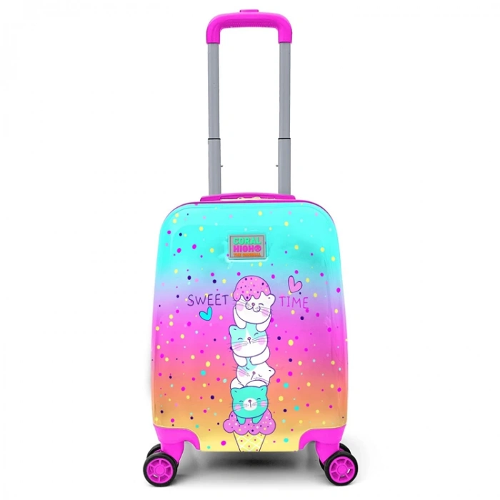 CORAL HIGH 16777 MİNİ RENKLİ DONDURMALI VE KEDİ DESENLİ VALİZ