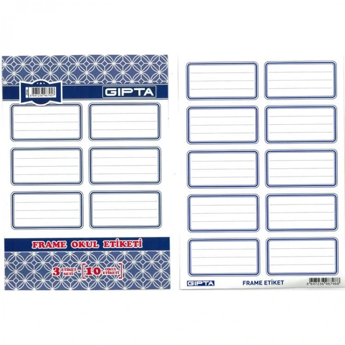 GIPTA FRAME OKUL ETİKETİ LACİVERT 3 YP. - 2946