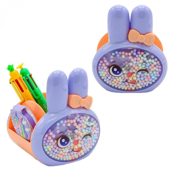 XIAOLINGJING G-823 SEVİMLİ TAVŞAN 4 BÖLMELİ MASAÜSTÜ PLASTİK KALEMLİK