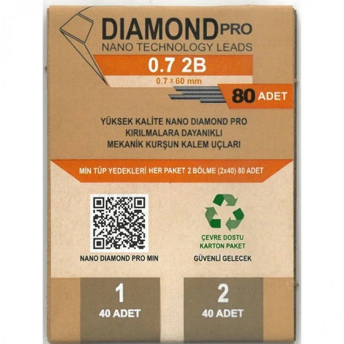 UNİ DIAMOND PRO NANO 80Lİ MİN 0.7 2B 60mm VERSATİL KALEM UCU  - TEKLİ