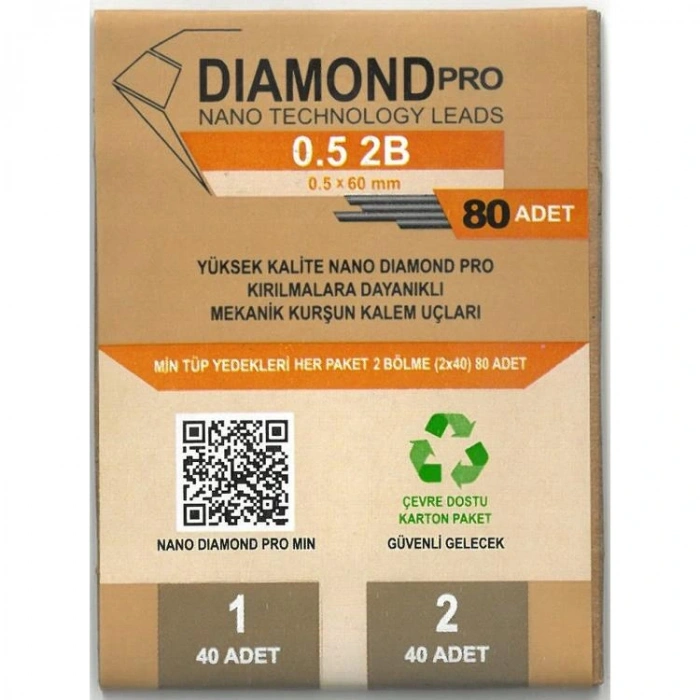 UNİ DIAMOND PRO NANO 80Lİ MİN 0.5 2B 60mm VERSATİL KALEM UCU  - TEKLİ