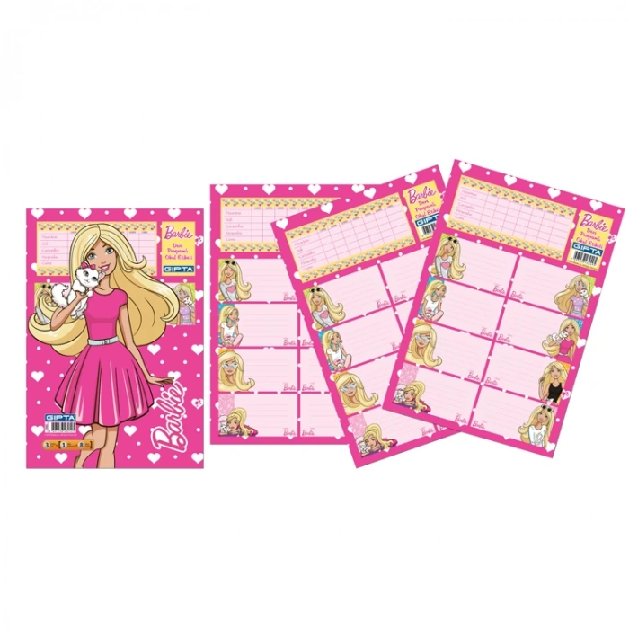 GIPTA BARBIE DERS PROGRAMLI OKUL ETİKETİ 3 YP.