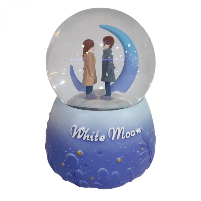 TRUFFY HEDİYELİK 5777A/B CAM KAR KÜRESİ (PİLLİ) 100mm.WHITE MOON