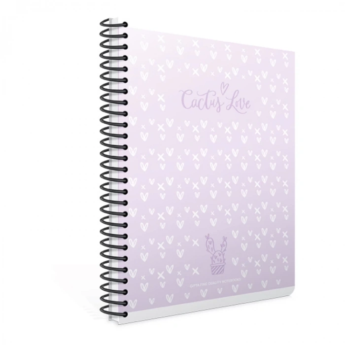 GIPTA CACTUS LOVE SPİRALLİ PP KAPAK 17X24 80 YP KARELİ DEFTER