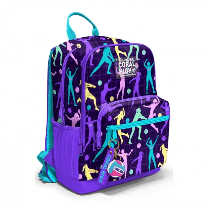 CORAL HIGH 23636 KIDS MOR VOLEYBOL DESENLİ DÖRT BÖLMELİ SIRT ÇANTASI