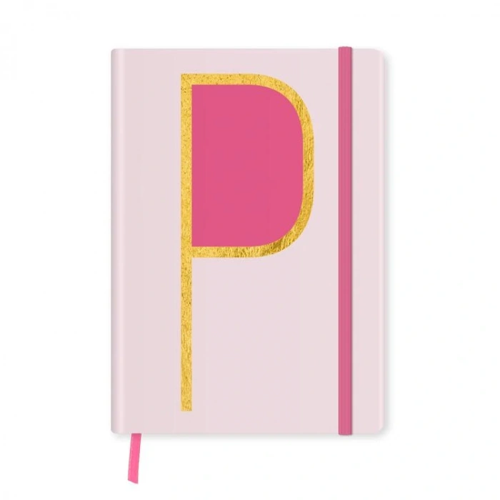 DEFFTER FABOOKS MONOGRAM HARF BASKILI LASTİKLİ SERT KAPAK ÇİZGİLİ DEFTER 168 SYF - P