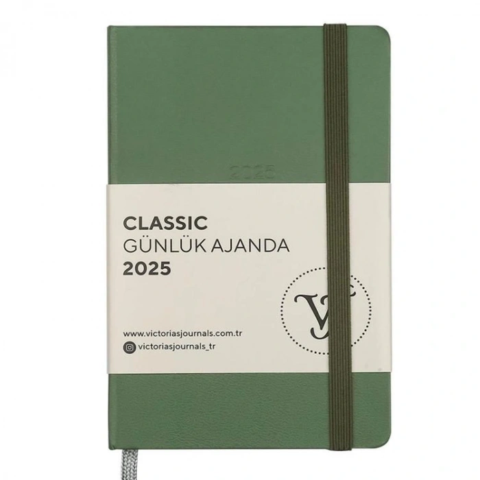 VICTORIAS JOURNALS 124-1487 9X14 CLASSIC LASTİKLİ GÜNLÜK AJANDA A5 - FISTIK YEŞİLİ