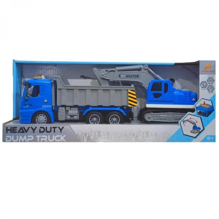 CANEM PY8810B SÜRTMELİ PİLLİ SESLİ IŞIKLI DAMPERLİ KAMYON & DOZER 3+