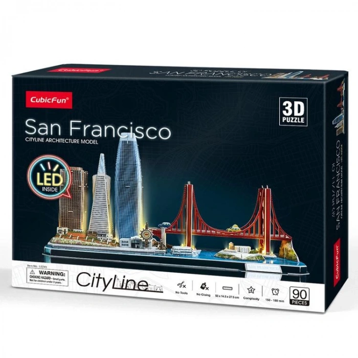NECOTOYS CUB/L524H CUBIC FUN LED AYDINLATMALI CITY LINE SAN FRANCISCO 3D PUZZLE